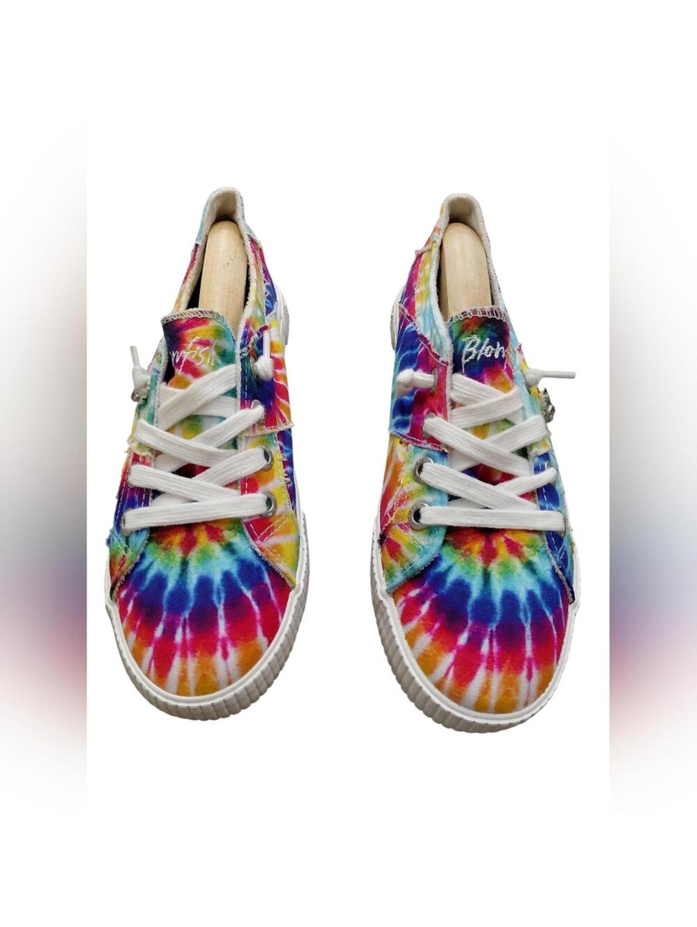 "Blowfish" Adult Colorful Tie-Dye Sneakers. Soles have wear. Otherwise like new